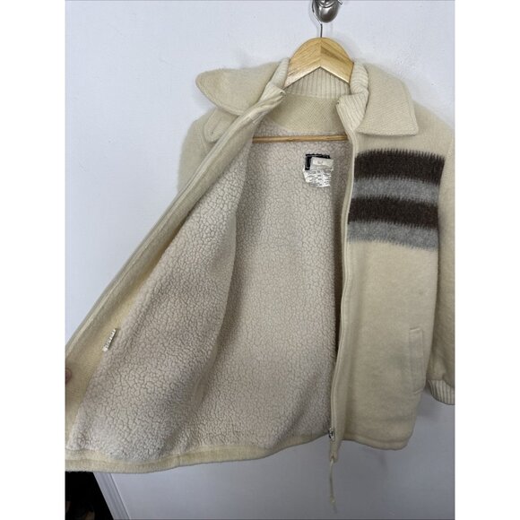 Vintage Myrna 70s Woman L Hippie Boho Jacket Sherpa Lined Nordic - Picture 7 of 9